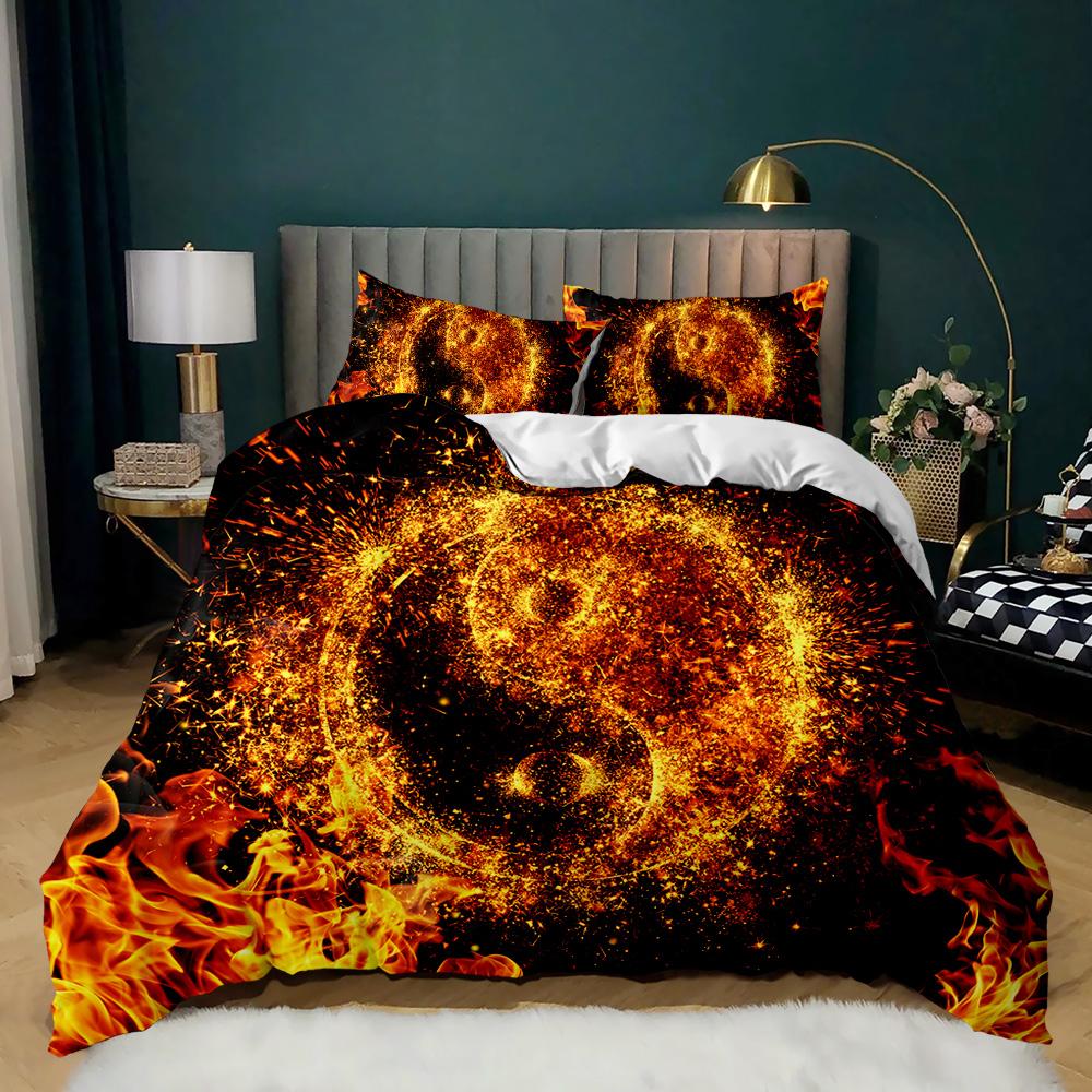 Yin Yang Duvet Cover Set for Girl Boy Children Chinese Ancient Culture Art Polyester Comforter Cover Decorative Gossip Pattern