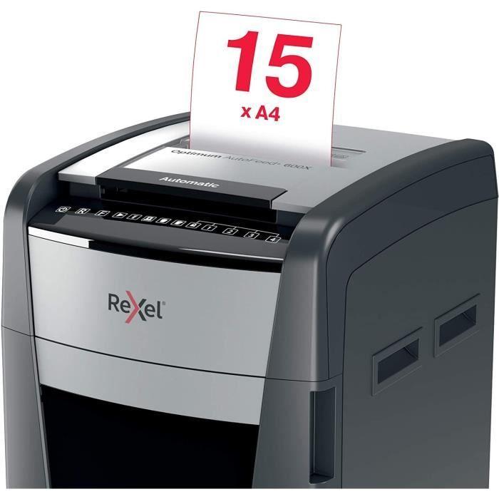 Destructeur De Documents - REXEL - Auto+ 600X - Coupe Croisée - Sécurité P4 - 600 Feuilles