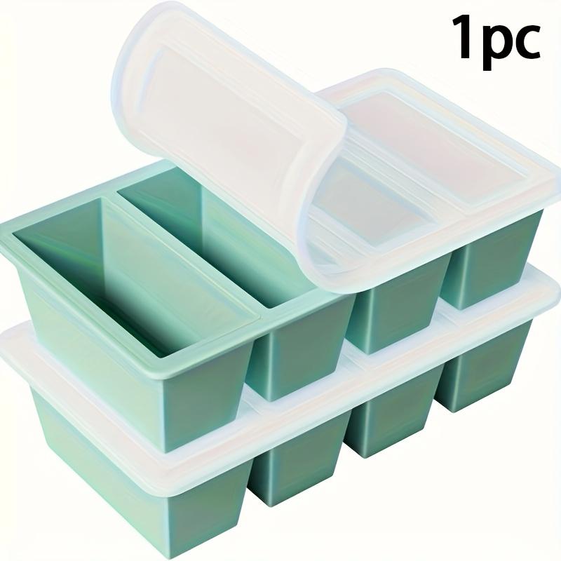1pc Silicone Freezer Tray with Lid - Durable Kitchen Storage for Soup, Broth & Sauces - Stackable Food Prep Container