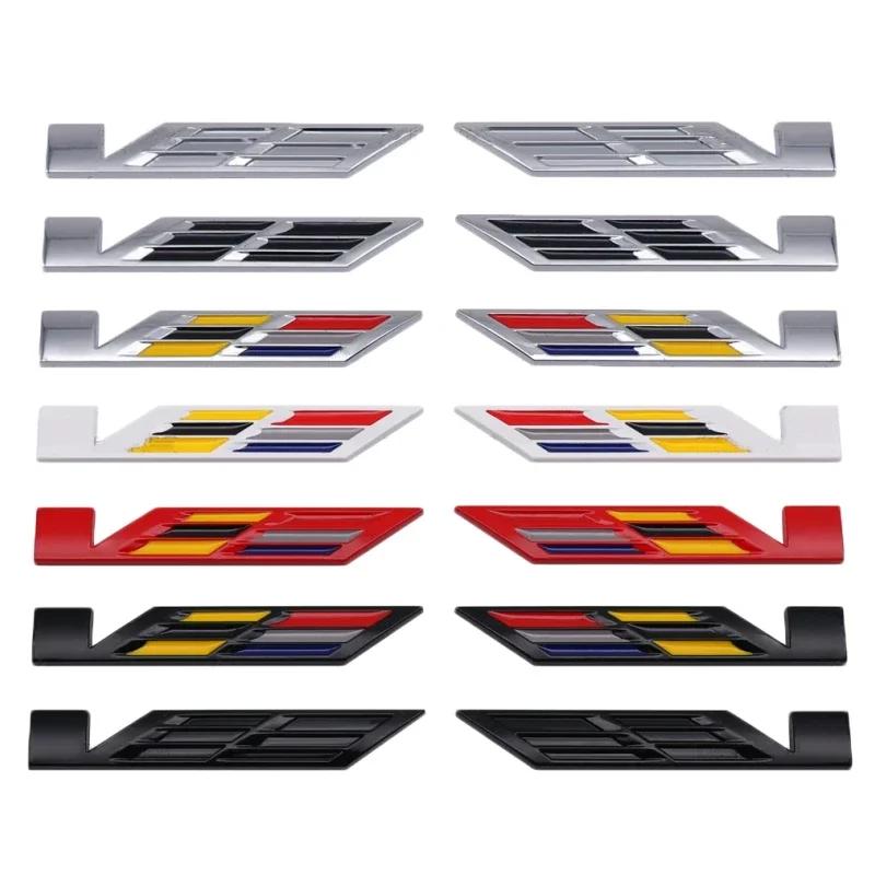 cvnqbg1 2Pcs 3D Metal V Logo Side Badge Stickers For Cadillac Escalade CTS ATS Eldorado XT4 XT5 XT6 CT4 CT5 CT6 Exterior Accessories