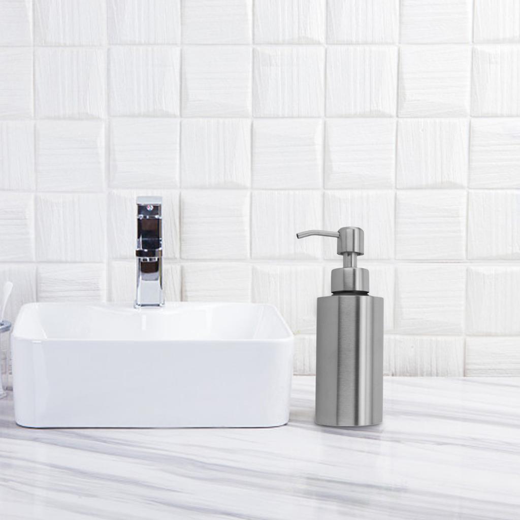 250/350/550ml Soap Dispenser Bottle Matte Silver Kitchen Press Bottle Stainless Steel Pump Bathroom Storage Bottle