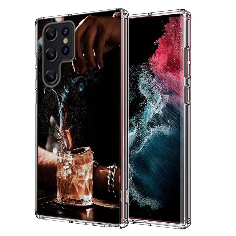 Strong Whiskey With Cigarettes Capa Phone Case For Samsung S26 Ultra S25 Edge Galaxy S23 S21 S20 S24 FE S22 S10 Plus Cover Clear