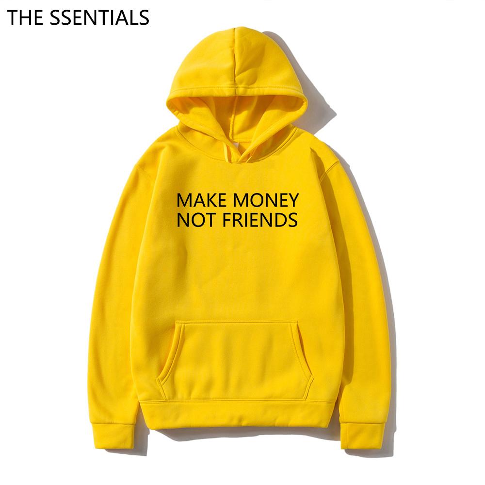 MAKE MONEY NOT FRIENDS Hoodie Fashion Unisex Letter Print Hooded Pullover Sudadera Unisex Streetwear Sweatshirts Hoody Tops Clothes