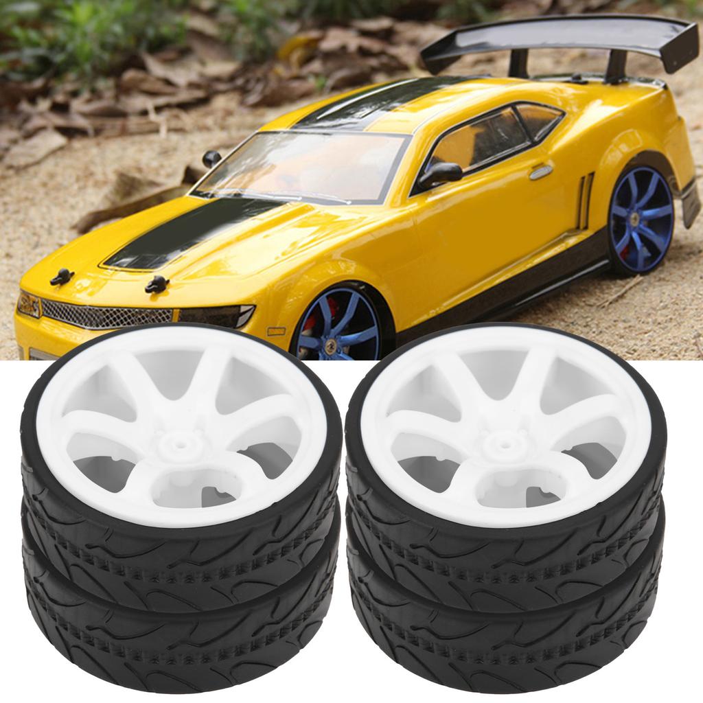 1Celsius10 Racing RC Car Wheel Plastic Wheel Hub with Grooved Rubber RC Car Spare Accessory