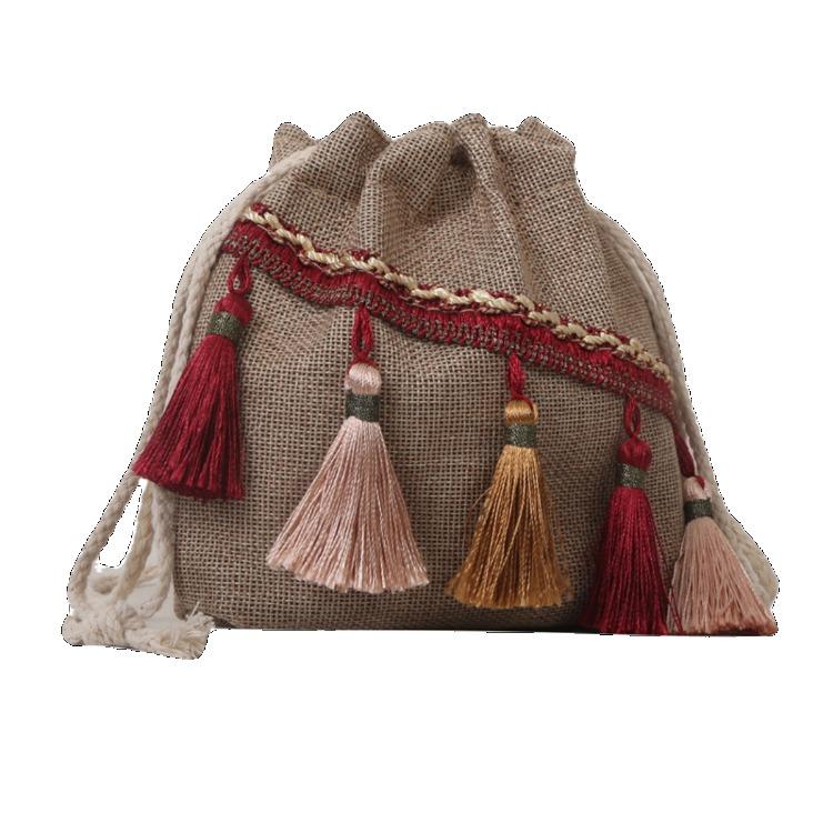 Handbag for Women Korean Version Fashionable Versatile Bucket Bag for Girls Ethnic Style Single Shoulder Diagonal Cross Drawstring Tassel