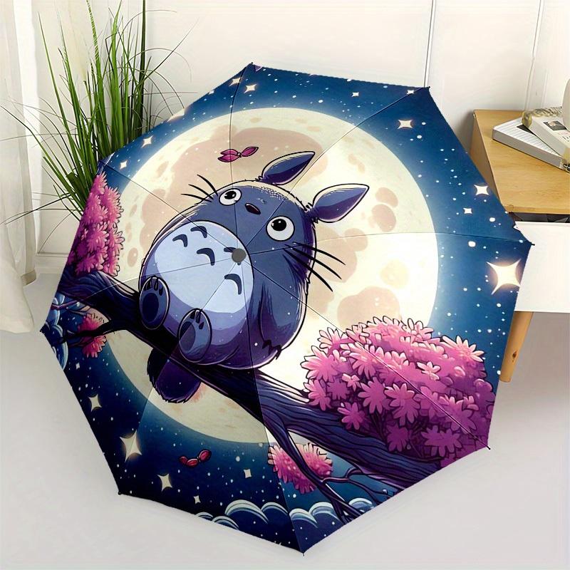 1pc Nighttime Totoro Moonlit Branch Umbrella with Plastic Handle,Suitable for All Seasons Home Travel Outdoor UmbrellaM1234