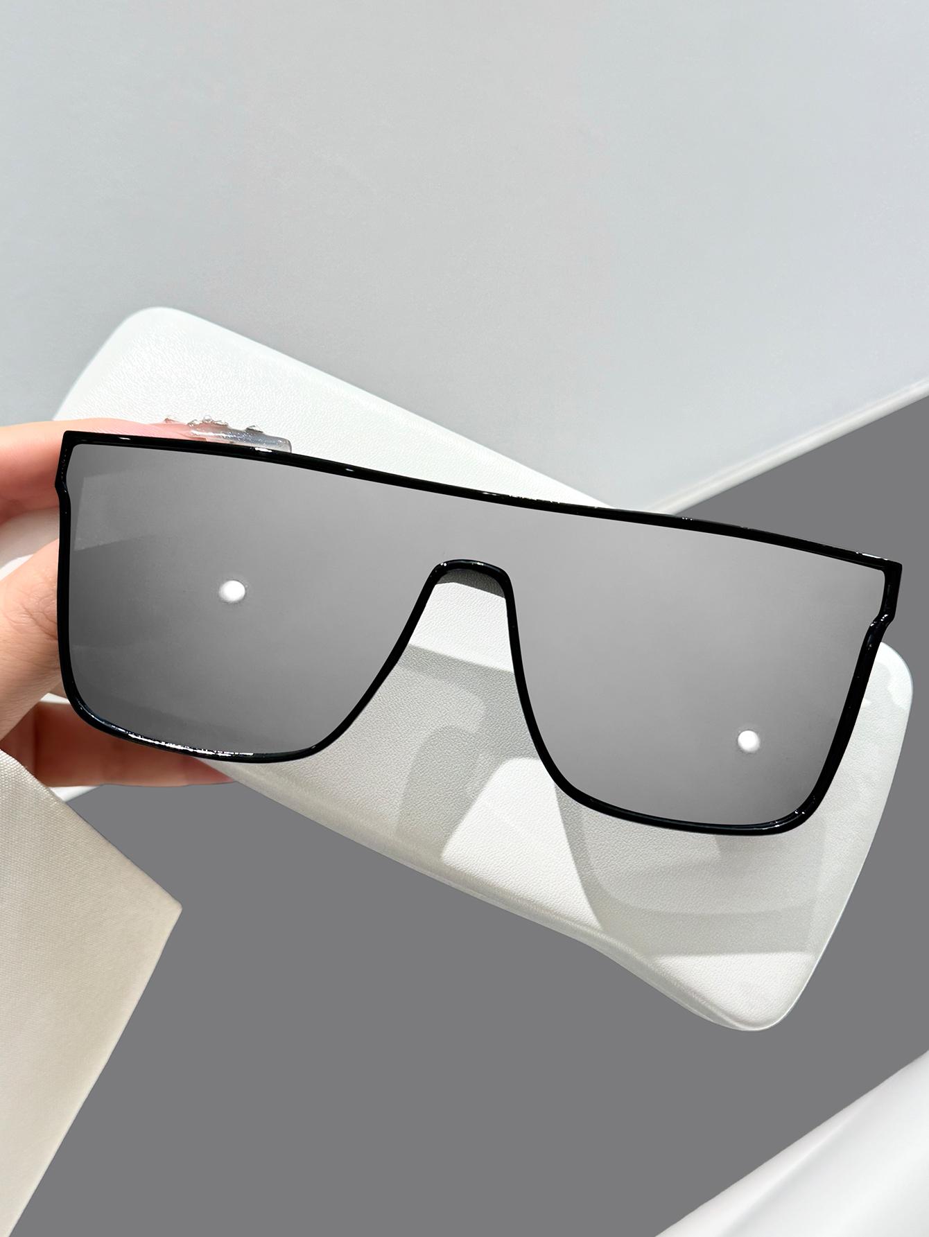1Pc Y2K Futuristic Oversized Rectangular Frame Sunglasses, Simple and Stylish Fashion Item, Trendy Street Style, Outdoor