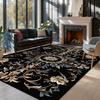 Black Retro Carpets Living Room Kitchen Classical Rug Washable Non-slip Flannel Short Velvet Izable Mat Home Decoration