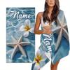 Beach Theme Beach Towel Starfish Shell Printing Microfiber Quick Drying Absorbent Large Bath Towel