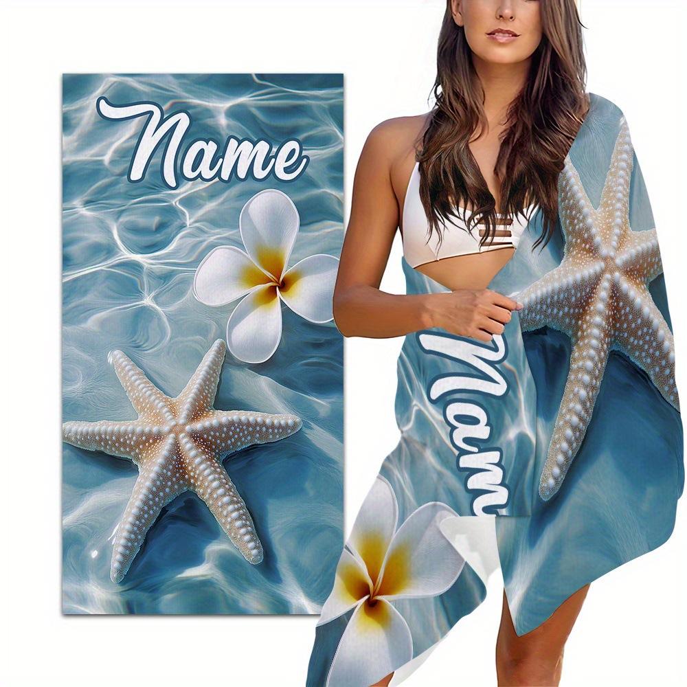 Beach Theme Beach Towel Starfish Shell Printing Microfiber Quick Drying Absorbent Large Bath Towel