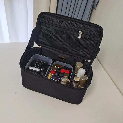 Square Solid Color Makeup Organizer Bag for Cosmetics and Accessories with Luggage Sleeve