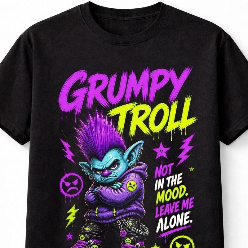 Grumpy Troll TShirt Funny Moody Gamer Punk Attitude Meme Unisex TShirt S