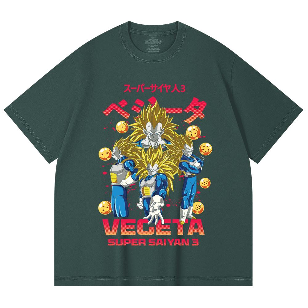 230 Gsm 100% Cotton Dragon Ball V52 Super Saiyan Vegeta Print Unisex Heavy Cotton T Shirt