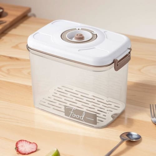 TAKEY Vacuum Food Storage Container with Vacuum Pump, Food Storage Box with Removable Drain Plate, Airtight Refrigerator Food Storage Box for Fruits,