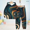 Kids Boys Girls Galaxy Smoke Printed Hooded Long Sleeve Sweatshirt Cuffed Pants Two Piece Set
