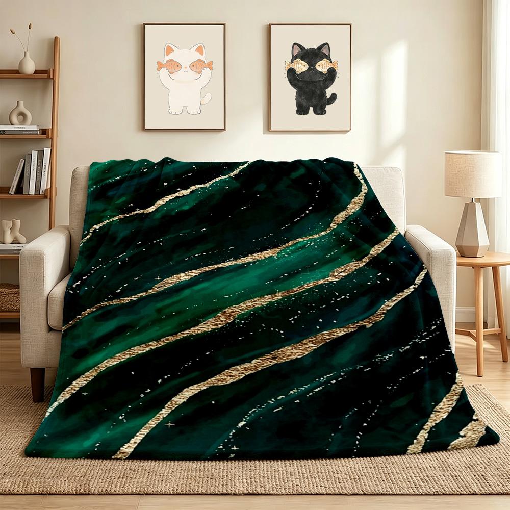 Emerald Waves Flannel Blanket Throw Blanket Soft Warm Sofa Bed Camping Car home Decor Unique Christmas Gift C930596