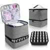 Double-Layer Elevated Makeup Bag for Women Large Capacity Portable Toiletry Case Cosmetic Nail Polish Storage Bag