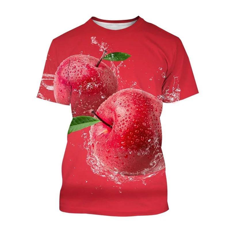 3D Printed Apple T-Shirt Men  Women Fruit Pattern Summer Street Casual Short Sleeve Breathable O-Neck T-Shirts