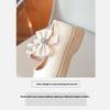 Autumn New Korean Version Pearl Bow Girls Comfortable Soft-soled Leather Shoes