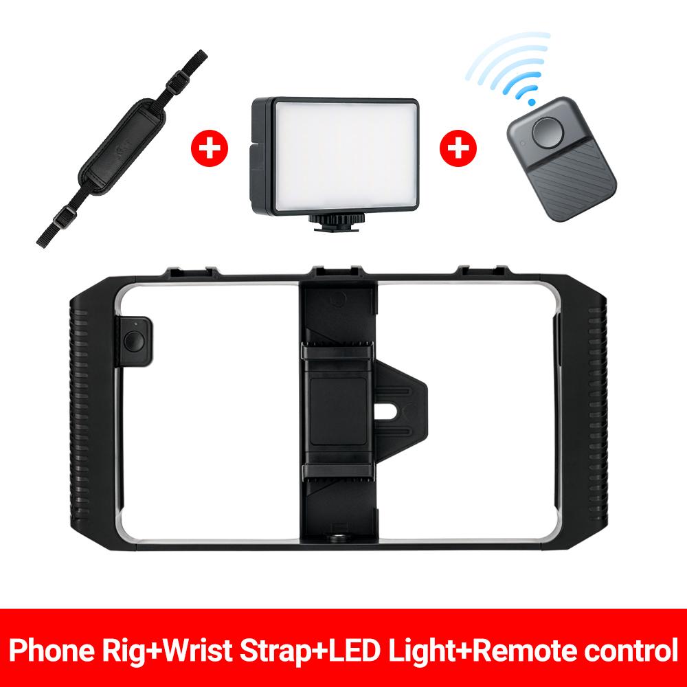 Smartphone Video Rig Cellphone Video Stabilizer Handheld Tripod Mount Hand Grip Filmmaking Vlog Shooting Case for iPhone Android