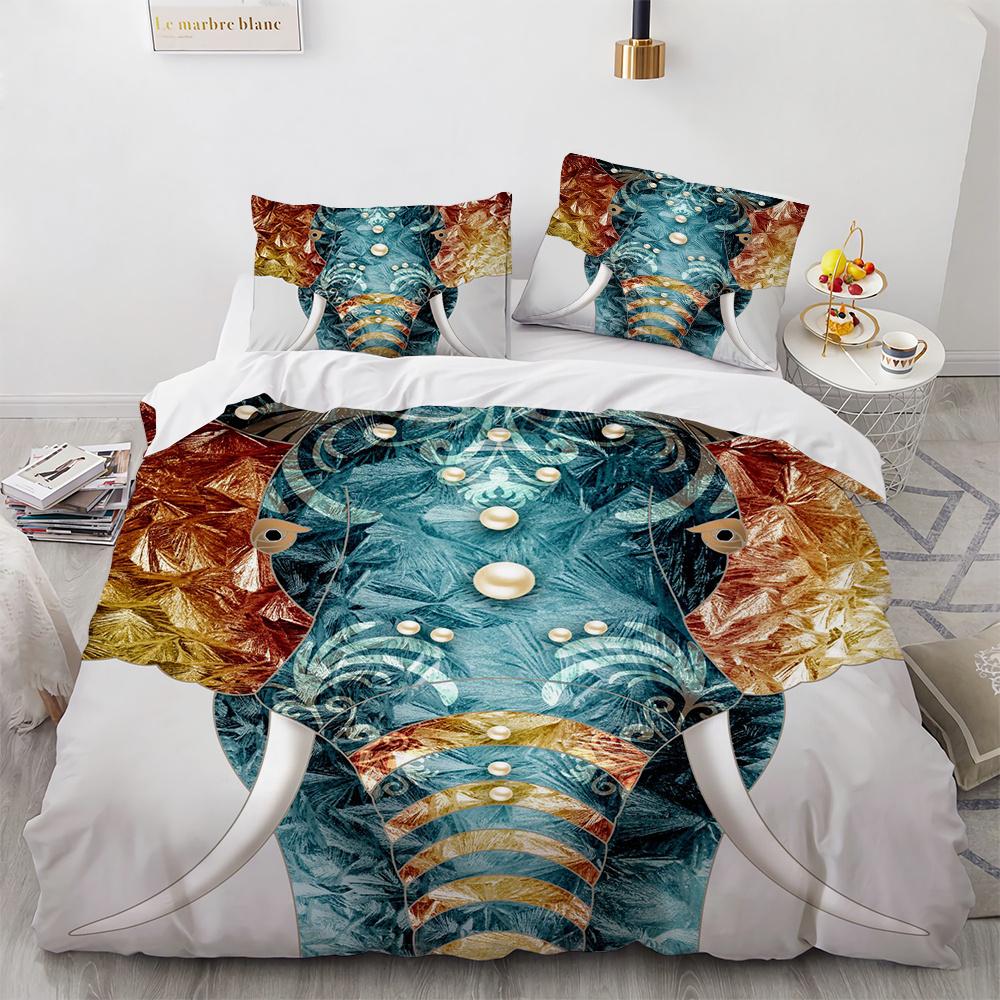 Small Elephant Duvet Cover Set 3D Print Cute Kawaii Wild Animals King Queen Size for Kids Teens Adults Animal Lover Bedding Set