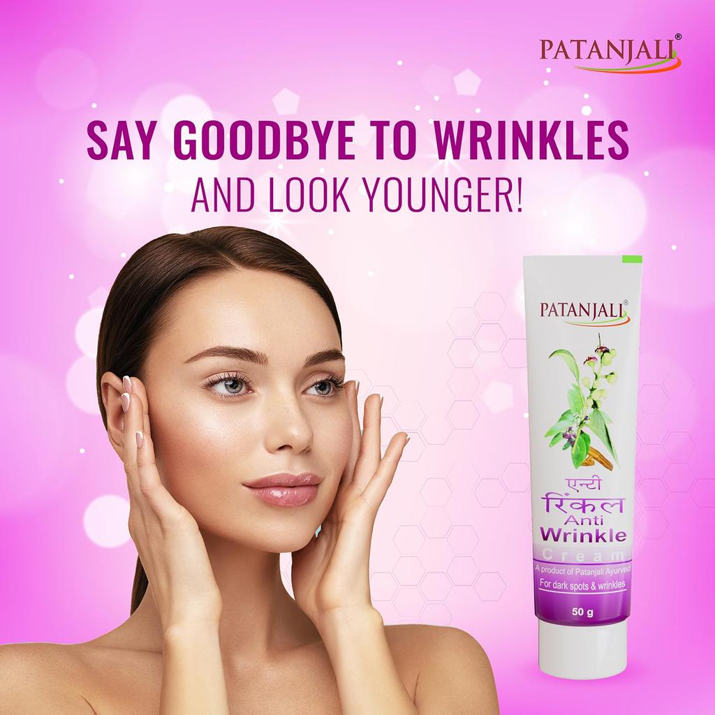 Patanjali Anti Wrinkle Cream Pack of 2 X 50g Each Natural Herbal Moisturizing Skin Cream