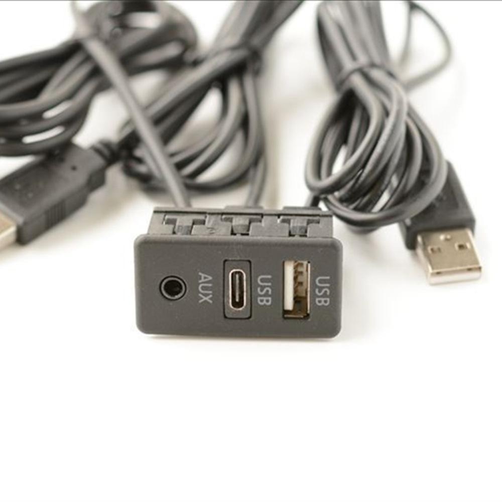 

150CM Car Dash Flush Mount AUX TYPE C USB Port Panel USB Extension Cable Adapter