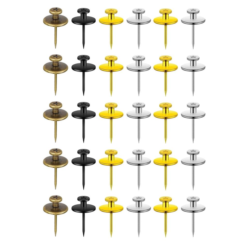 30 Pack Wall Nails for Hanging Double-Headed Nails for Hanging Pictures Decorative Push Pin Hangers Nails for Drywall