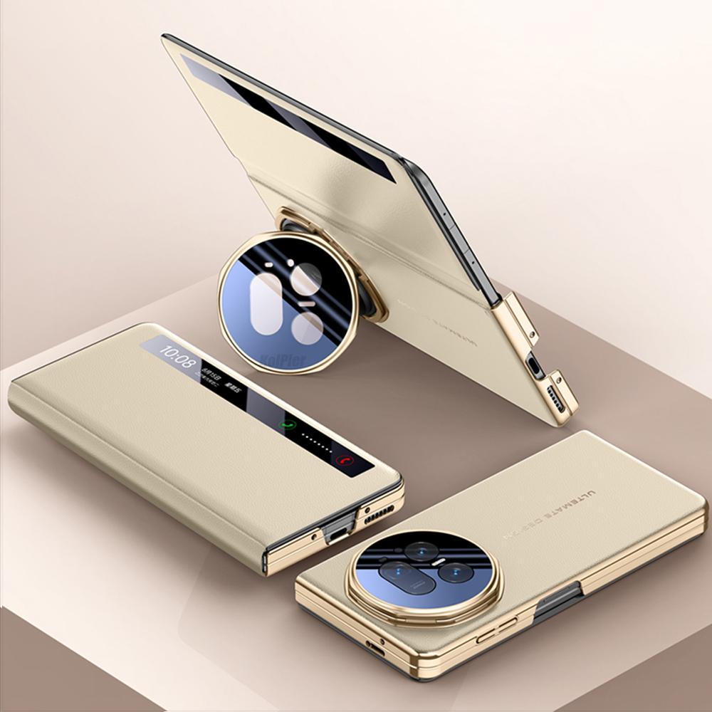 Cowhide Flip Leather Case for Honor Magic V5 Business Smart Sleep Wake Cell Phone Cover Cases for MagicV5 Lens Stand Capa
