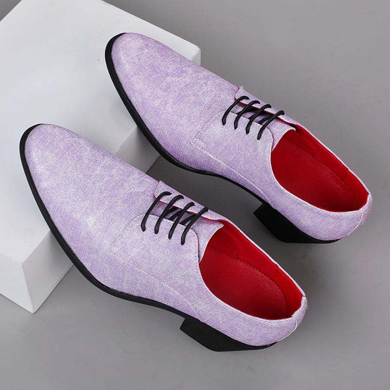 Men High Heels Silver Derby Purple Wedding Dress Dance Business White Elevator Shoes Height Increase Gold Tuxedo Shoes Plus Size