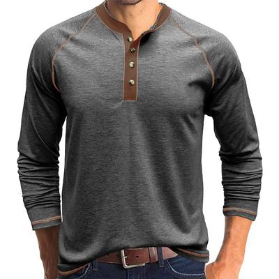 Men's Fit Long Sleeve Henley Shirts Underwear Casual Basic Tops 4-Button Breathable T-Shirts Athletic Workout Moisture Wicking Tee Shirts for Male