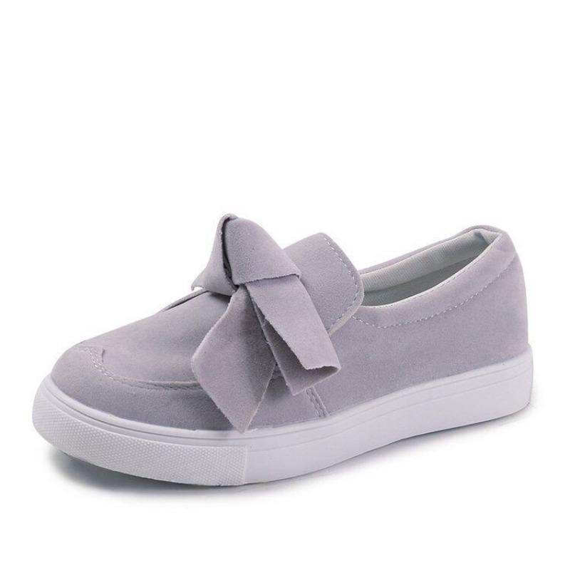 Flat bottom women's large size spring and autumn bow light mouth single shoes thick sole casual lazy single shoes