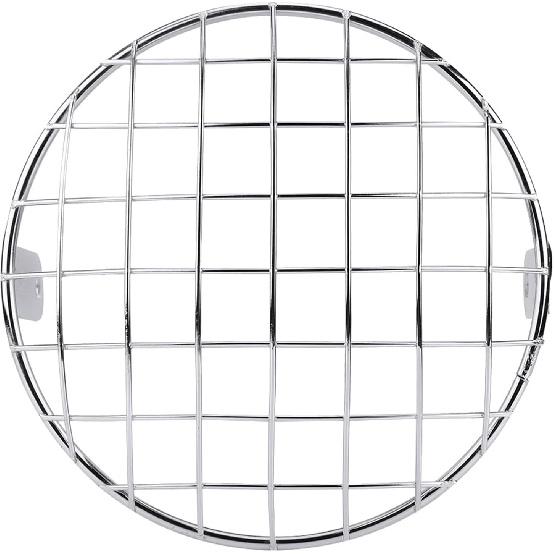 For Motorcycle, 7 Inch Headlight Mesh Grille Side Mount, Universal Cafe Racer Mask, Silver Headlight Lamp Cover, Motorcycle Headlight Cover