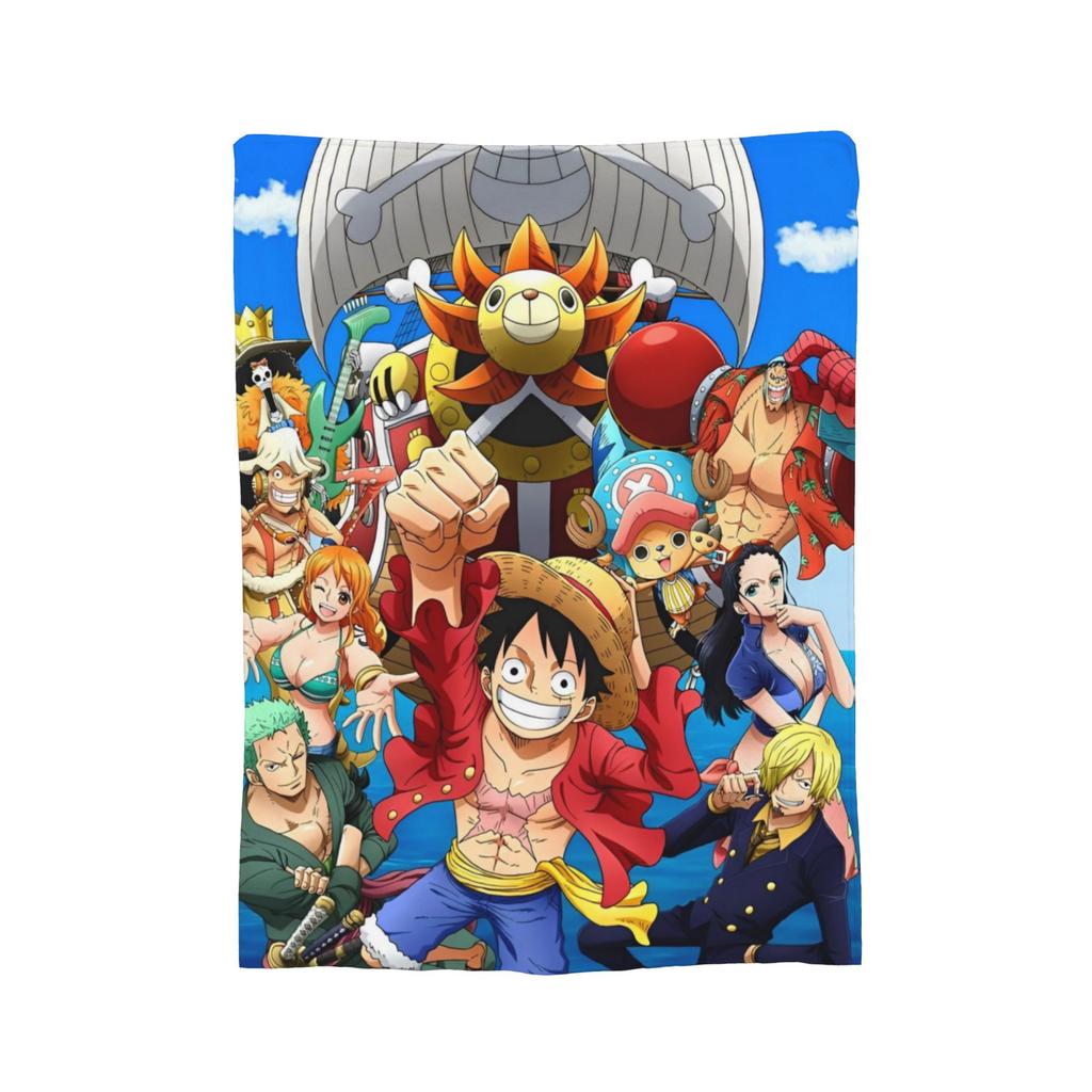 Luffy Anime  Fleece Throw Blanket Luffy Zoro Sanji Blankets for Bed Car Super Soft Bedding Throws,