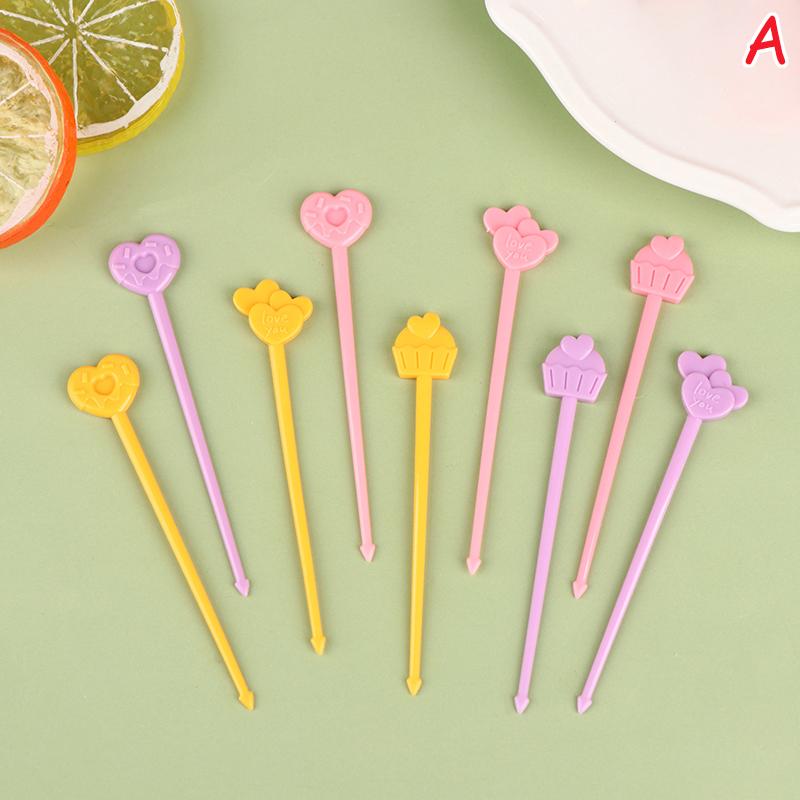 Candy Fruit Fork Food Grade Plastic Mini Cartoon Kids Cake Fruit Toothpick Bento Lunch Bento Accessories Party Decoration Supply