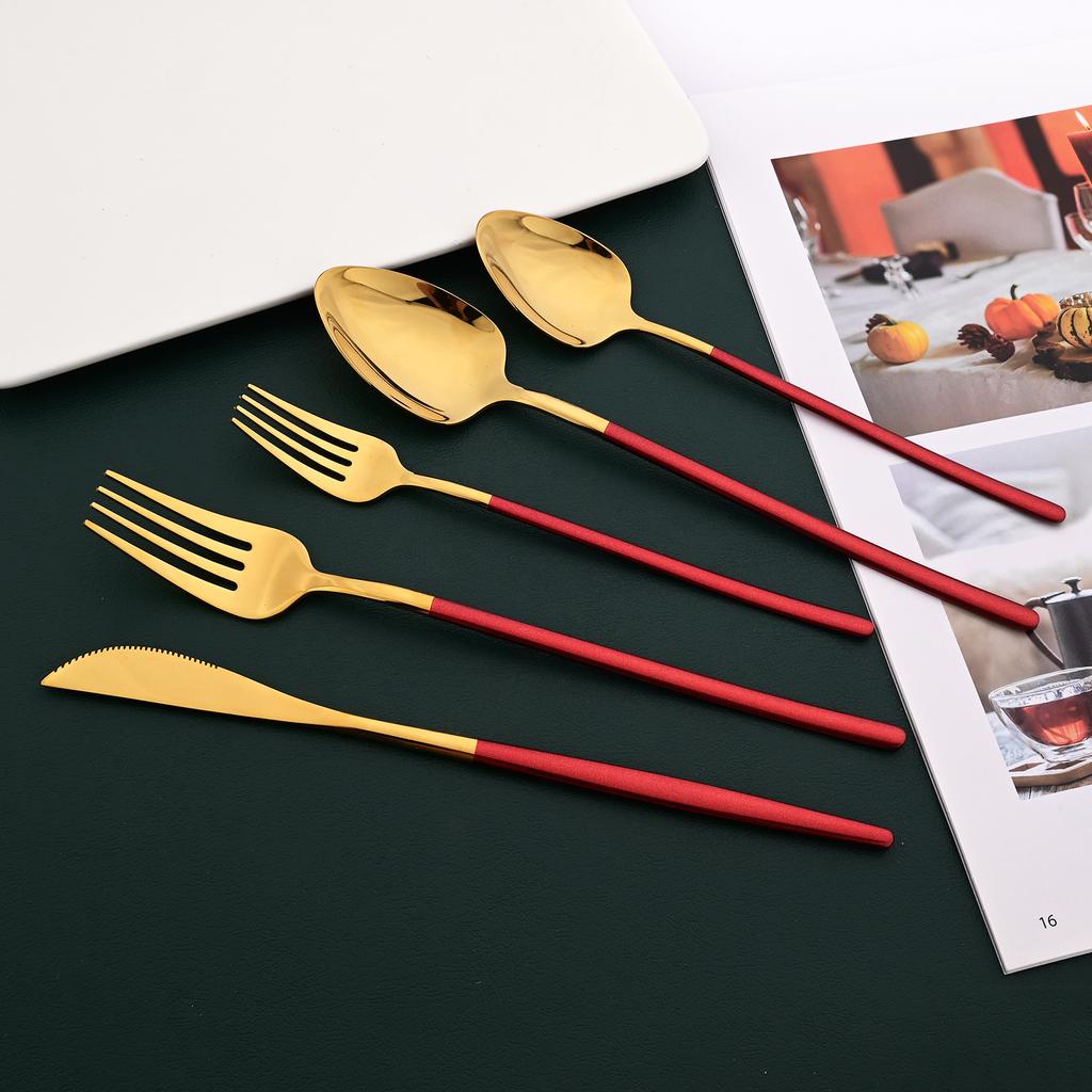 30 ks (6Nastavte) Příbory 18/10 Nádobí z nerezové oceli Nůž Vidlička Lžíce Nádobí Kuchyňské příbory Nádobí v myčce Bezpečné příbory Leštěnka na zrcadla