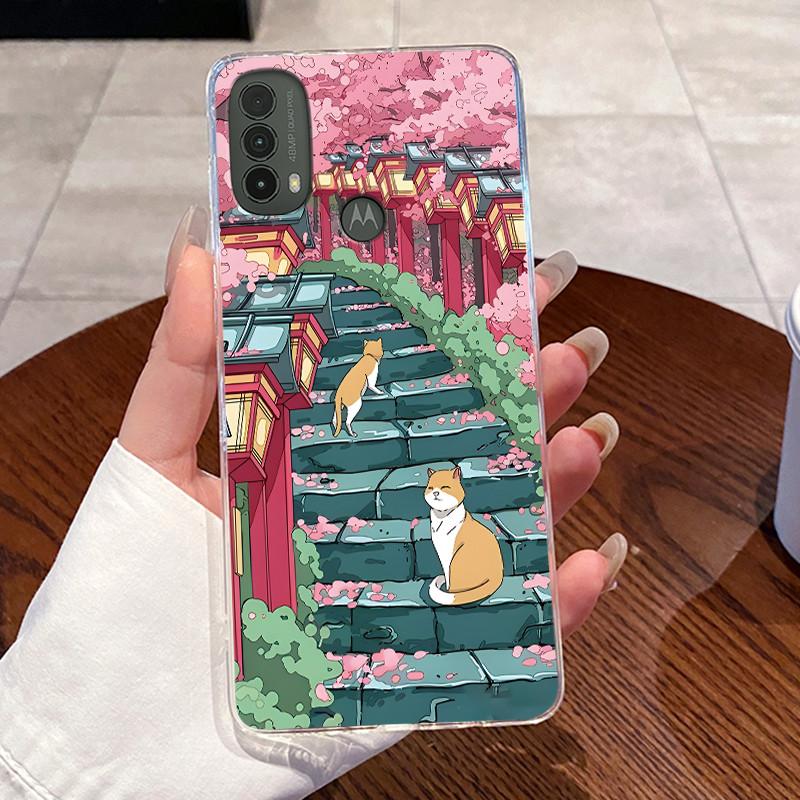 For Motorola Moto E40 / Moto E30 / Moto E20 Case Clear Silicone Jelly Soft TPU Back Cover Cute Rabbit Cat Dinasaur Phone Cases