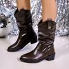 2024 Marke Damen Schuhe Slipper Damen Stiefel Mode Metalldekoration Moderne Stiefel Damen Heißer Verkauf Übergröße Mid-Calf Stiefel