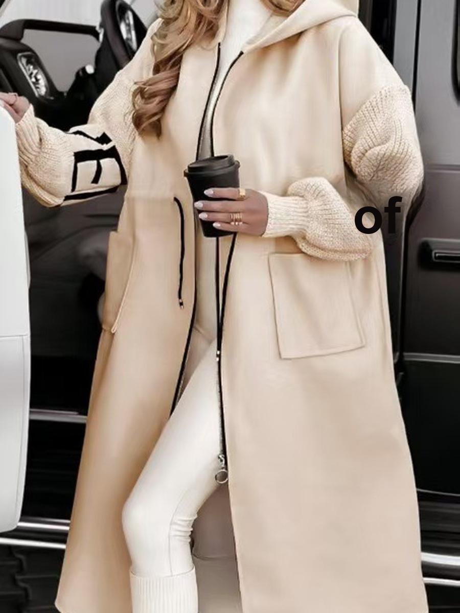 

Autumn New Arrivals Fashion Women s Casual Hooded Long Patchwork Jacket S