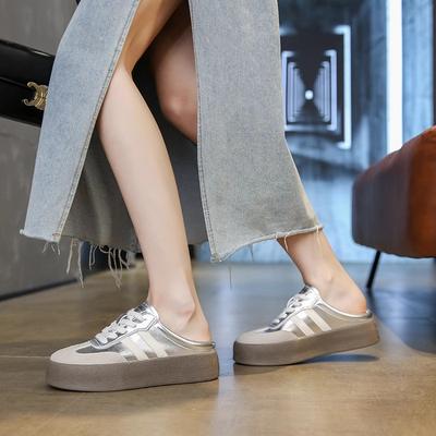 Half Slippers Women's Outer Wear 2025 Spring and Autumn New Thick-soled Bag Head Slippers Lazy One-pedal Shoes Half Drag Women's Shoes