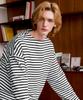 DTHIRTYONE Pinstripe Embroidered Long-Sleeved T-Shirt (Royal Navy)