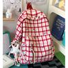 Schoolbag Spring and Summer Small Fresh Plaid Student Schoolbag Large Capacity Cute Bow Printing New High Value Backpack
