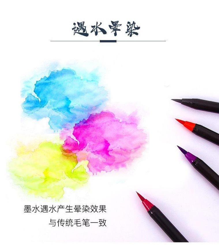 24 Colors Watercolor Brush Pens Set - Includes Water Brush & Fineliner Pen for Calligraphy