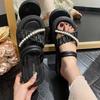 Summer Slippers for Women Fashionable Home Indoor Anti Slip Pearl Casual Beach Shoes