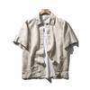 Chinese Style Pure Linen Short-Sleeved Shirt Men Summer Thin Baggy Coat Export Export Men's Casual Shirt