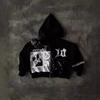 Mens Oversized Hooded Zip-Up Sweatshirt With Star Print Loose Fit Casual Long Sleeve Top