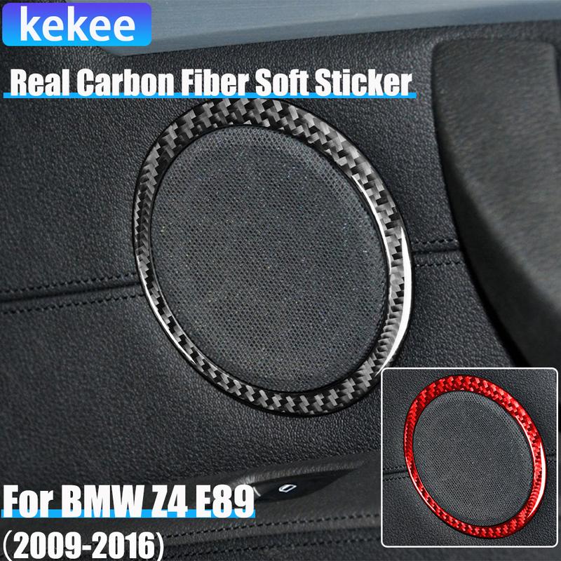 Real Carbon Fiber Car Accessories Door Speaker Ring Cover Soft Sticker For BMW Z4 E89 2009 2010 2011 2012 2013 2014 2015 2016