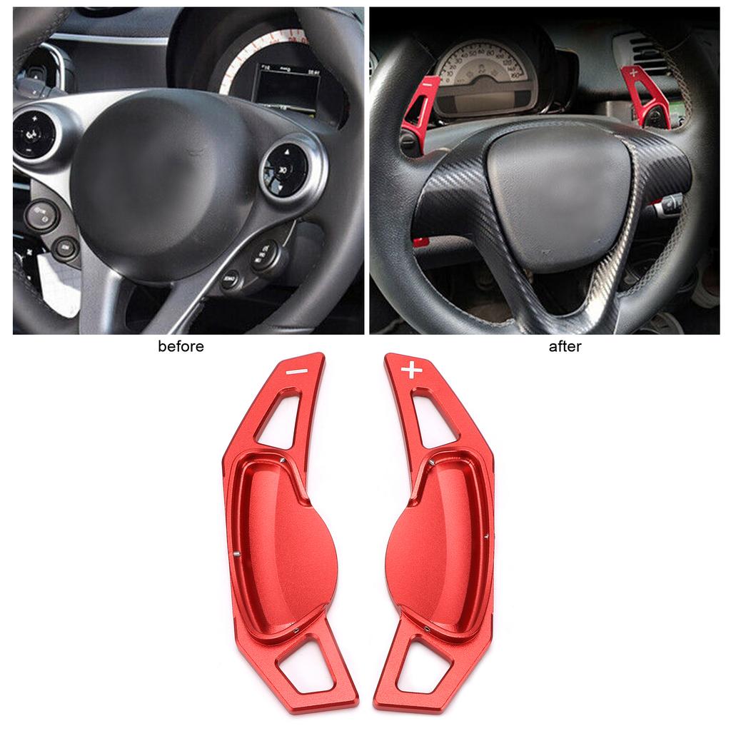 2 Pieces Ste ing Wheel Paddle , Aluminum Alloy Replacement Extension Trim Cov for Smart Fortwo 2009-2018