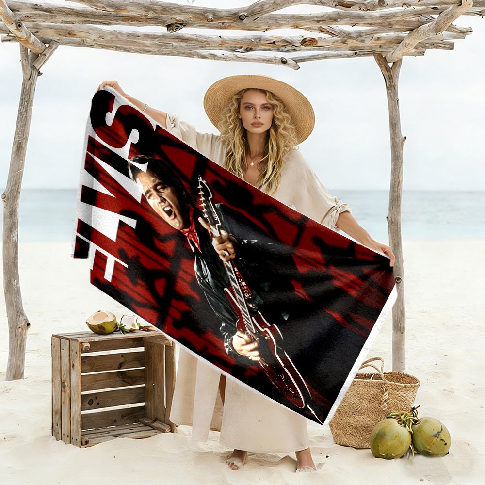 Elvis Presley Performance Beach Towel Super Soft & Absorbent Comfortable Lightweight Portable for Swimming,Beach,Camping, Travel, Beach Accessories,Gy