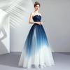 Cielo stellato da sogno cambio graduale blu tubo da banchetto abiti per esibizioni studentesche test artistico presentatore passerella abito da sera per matrimoni